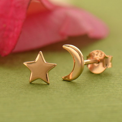 18K Rose Gold Plated Moon and Star Post Earrings 7x5mm  General Meta Stock Levels Images Related Products Details D