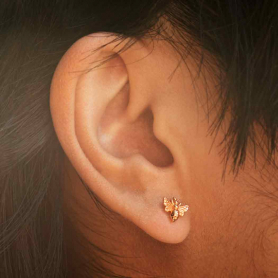 Rose Gold Plated Tiny Bee Post Earrings 6x8mm