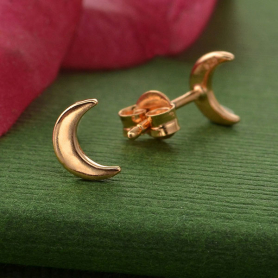 18K Rose Gold Plated Moon Post Earrings 7x5mm DISCONTINUED