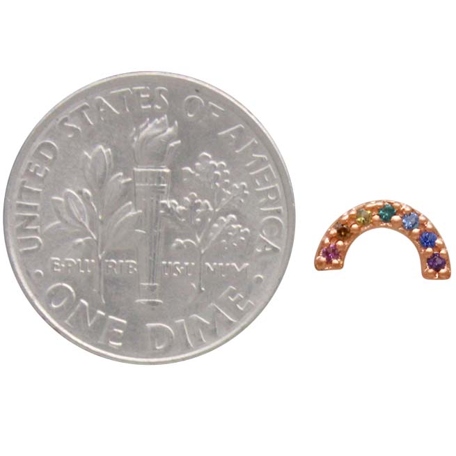 Rose Gold Plated Rainbow Post Earrings with Nano Gems 4x8mm