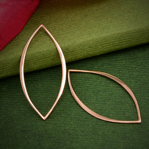 18K Rose Gold Plated Marquis Link 32x15mm