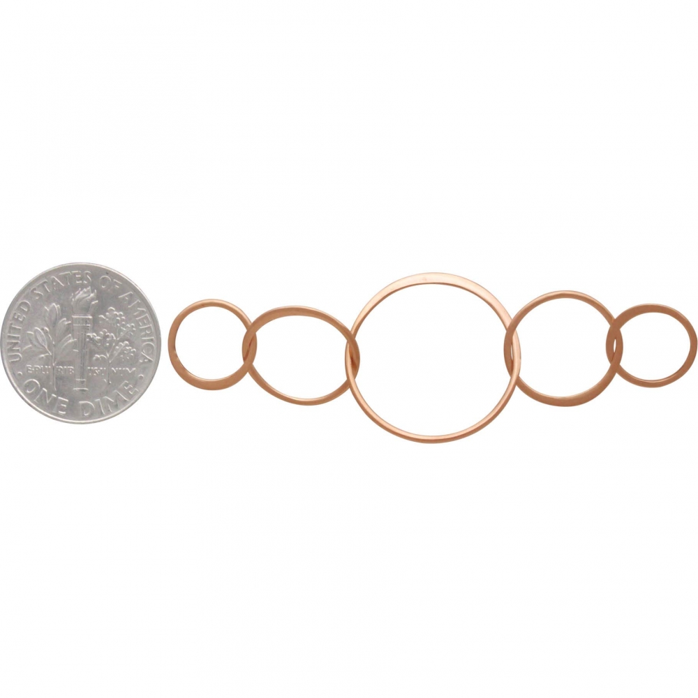 18K Rose Gold Plate Five Circles of Life Link 18x55mm