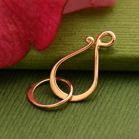 18K Rose Gold Plated Flat Hook and Eye Clasp 25x11mm