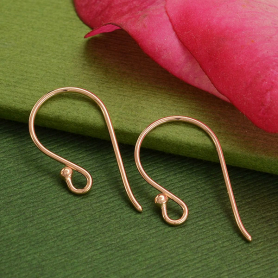 18K Rose Gold Plated Large Simple Ear Hook with Ball 23x12mm