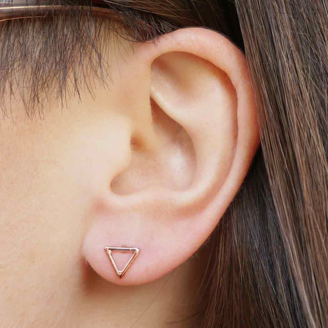 Rose Gold Plated Triangle Stud Earrings 7x9mm DISCONTINUED
