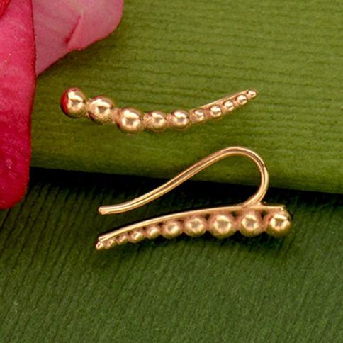 18K Rose Gold Plated Granulated Ear Climbers 