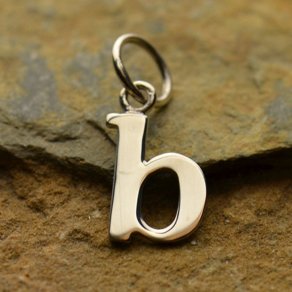 Tiny Lower Case Initial Charm in 14K Gold Over Sterling Silver, N