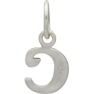 Sterling Silver Lowercase Typewriter Letter Charm C 15x7mm