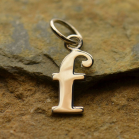 Sterling Silver Lowercase Typewriter Letter Charm F 18x6mm