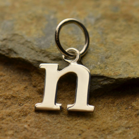 Sterling Silver Lowercase Typewriter Letter Charm N 15x9mm