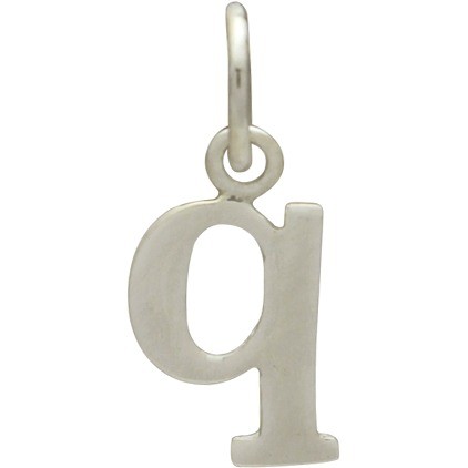 Sterling Silver Lowercase Typewriter Letter Charm Q 18x8mm