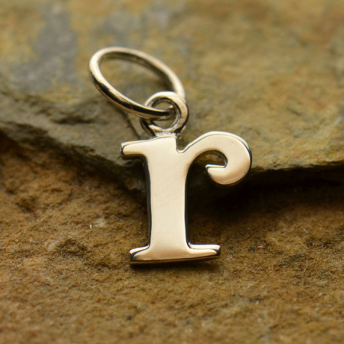 Sterling Silver Lowercase Typewriter Letter Charm R 15x8mm