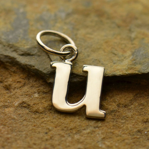 Sterling Silver Lowercase Typewriter Letter Charm U 16x9mm