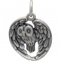 Sterling Silver Owl Pendant - Realistic 22x15mm