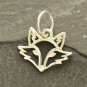 Sterling Silver Fox Charm - Animal Charm 15x14mm