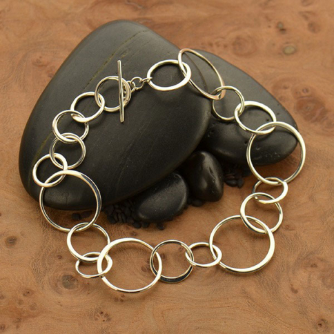 Sterling Silver Charm Bracelet - Handmade Circle Chain
