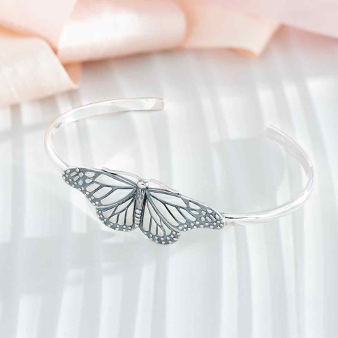 Sterling Silver Monarch Butterfly Cuff Bracelet