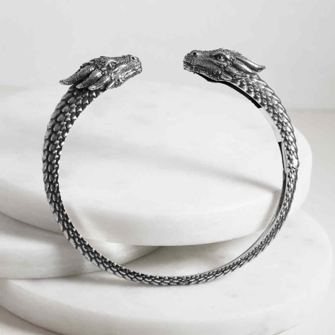 Sterling Silver Dragon Cuff Bracelet