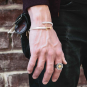 Sterling Silver and Bronze Sword Bracelet on Wrist