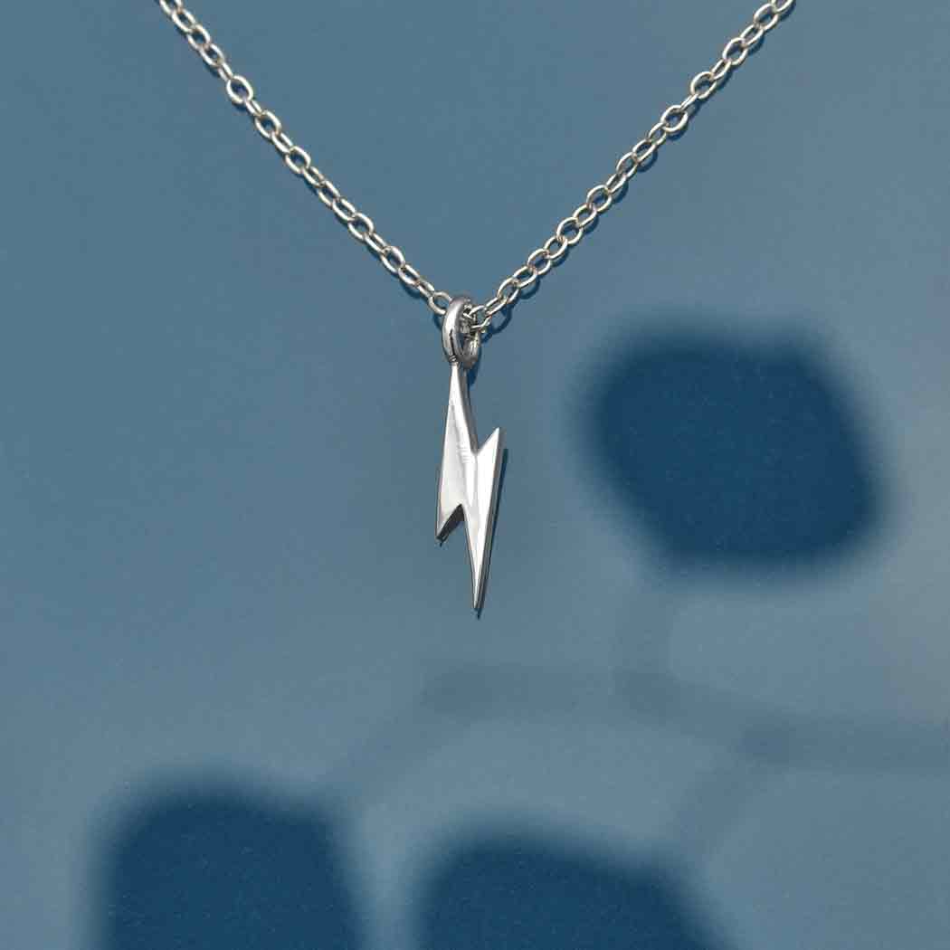 Sterling Silver Lightning Bolt Necklace 18 Inch