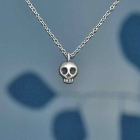 Sterling Silver Tiny Skull Necklace18 Inch