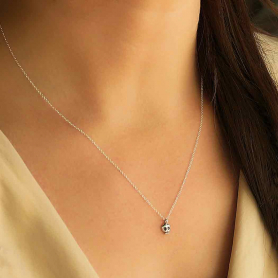 Sterling Silver Tiny Skull Necklace18 Inch