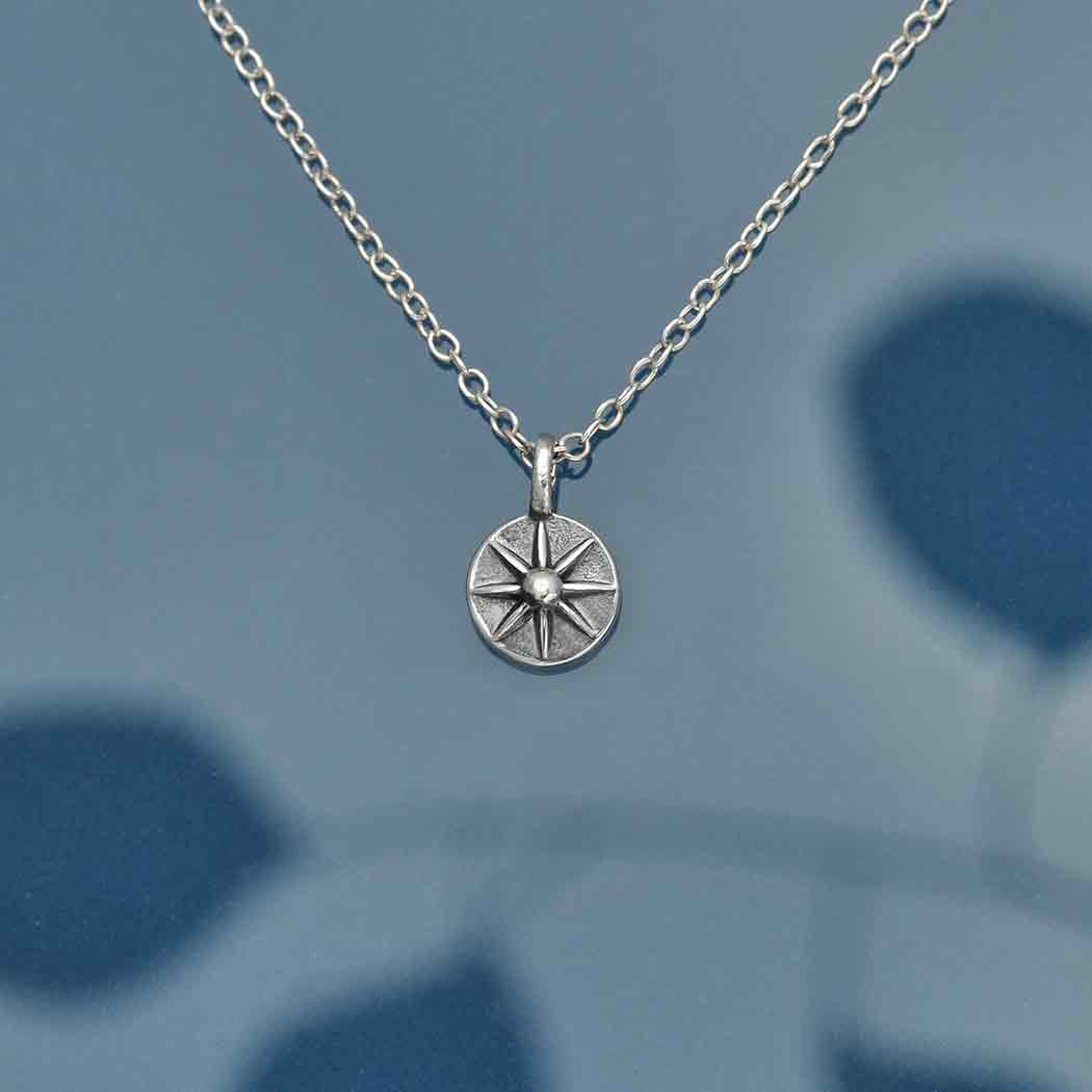 Sterling Silver Sun Necklace 18 Inch