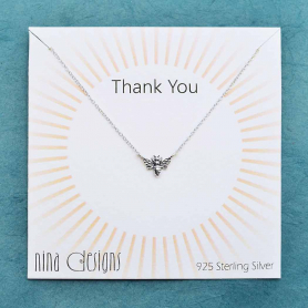 Sterling Silver Carded Tiny Bee Necklace 18 Inch