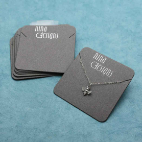 Nina Designs necklace cards with bee necklace
