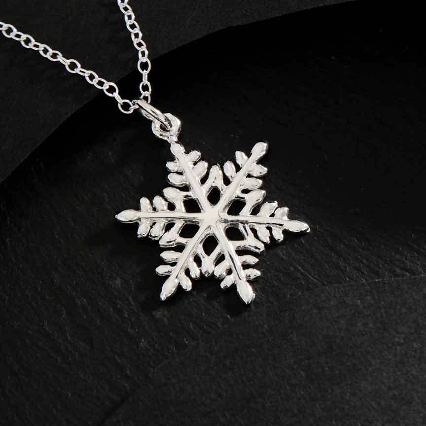 Sterling Silver Snowflake Pendant with Cubic Zirconia Crystals, 18mm –  alexandreasjewels