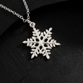 Sterling Silver 18 Inch Snowflake Necklace