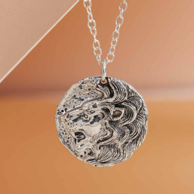 Sterling Silver Ancient Lion Head Coin Necklace