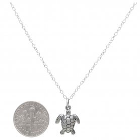 Sterling Silver Sea Turtle Charm Necklace