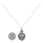 Sterling Silver Flaming Sacred Heart Necklace with Dime