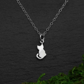 Sterling Silver 18 Inch Tiny Cat Necklace