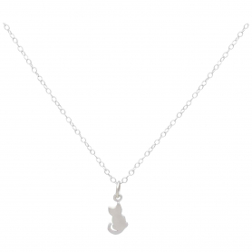 Sterling Silver Tiny Cat Charm Necklace 18 Inch