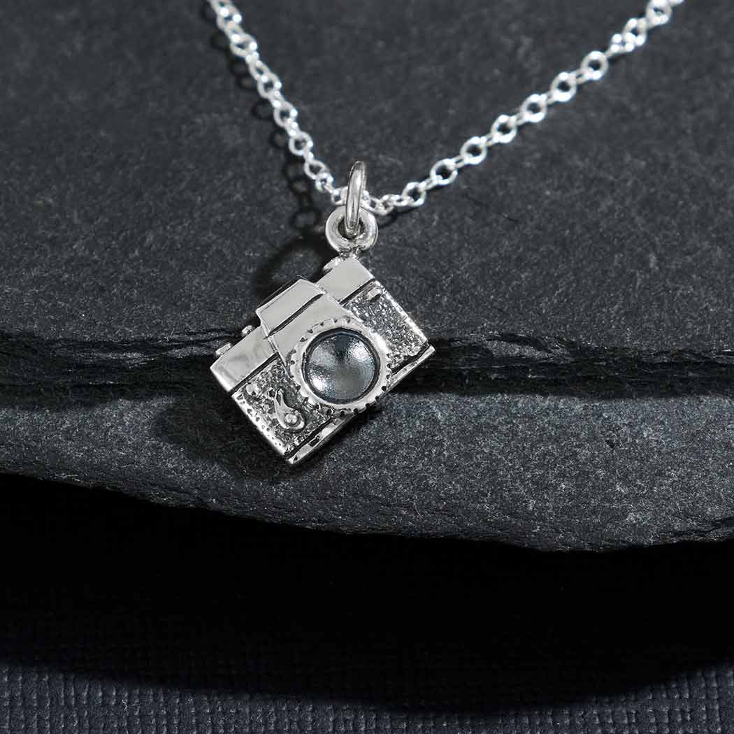 Sterling Silver Camera Charm Necklace 18 Inch