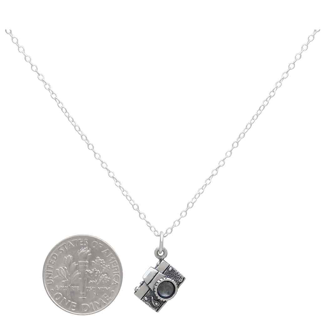 Sterling Silver Camera Charm Necklace 18 Inch