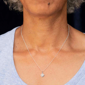 Sterling Silver 18 Inch Paw Print Necklace