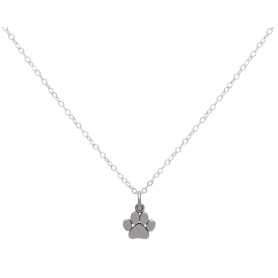 Sterling Silver 18 Inch Paw Print Necklace
