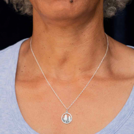 Sterling Silver 18 Inch Trees and Mountain Necklace