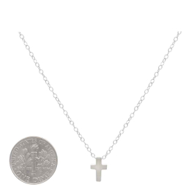 Sterling Silver Small Cross Slider Necklace with Dime