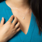 Sterling Silver Small Cross Slider Necklace on model