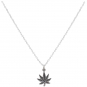 Sterling Silver 18 Inch Pot Leaf Charm Necklace