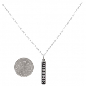 Sterling Silver 18 Inch Vertical Moon Phase Necklace