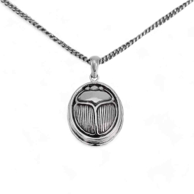 Men's Necklace Sterling Silver Scarab Locket 22 Inch