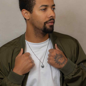 Sterling Silver Scarab Locket Necklace 22 Inch on model