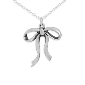 Sterling Silver Dainty Bow Necklace