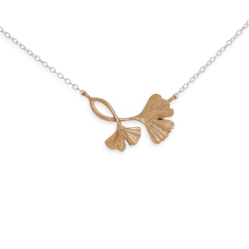 Bronze Ginkgo Festoon Necklace on Sterling Silver Chain