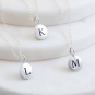 Sterling Silver Letter Charm Necklace  group K, L, M